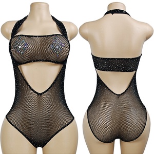 Trajes de discoteca para mujer con diamantes de imitación, conjunto de dos piezas de malla, disfraces de rave, ropa de baile exótica, atuendos de stripper - Product Image 1