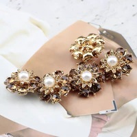 Kancing Ramah Lingkungan Berbentuk Persegi Panjang Bulat dengan Pola Eksklusif, Berbahan Paduan Seng, Berhiaskan Rhinestone, untuk Sweater dan Mantel