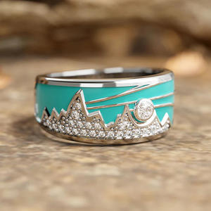 Anello Geometrico con Diamanti T0872 in Argento 925, Taglio Brillante Rotondo, Unisex, per Uso Quotidiano, Gioielleria Fine - Product Image 2