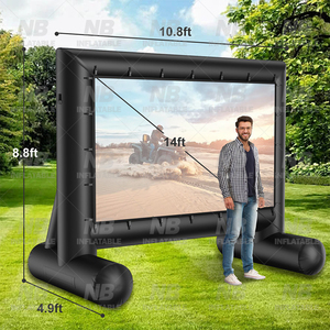 Stock 14ft Outdoor <b>Inflatable</b> Projection Screen Air Blow up Portable Movie Screens With 280W Blower <b>Inflatable</b> Screen Outdoor In - Product Image 3