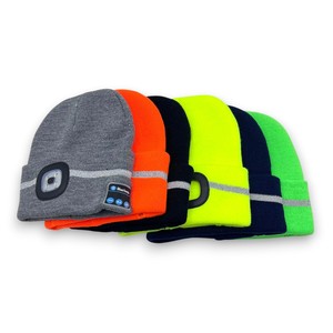 <span class=keywords><strong>Bonnet</strong></span> LED en acrylique tricoté pour <span class=keywords><strong>adulte</strong></span> avec bande réfléchissante intégrée, chapeau Bluetooth à LED pour activités nocturnes en extérieur, bonnets d'hiver - Product Image 2