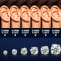 Dropshpping USA Stock Bling Luxury Handmade Push Back Boucle d'oreille solitaire classique en argent sterling 925 VVS Moissanite Diamond