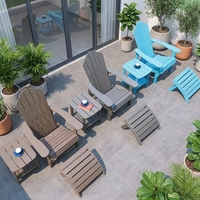 Ensemble de meubles d'extérieur moderne en HDPE 3 pièces avec chaise de jardin, table d'appoint et ottoman - Imperméable, durable et écologique