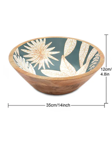 Ensemble de vaisselle élégant avec revêtement en émail noir Grand bol de service à soupe profond Mangue naturelle Acacia Classiques en bois faits à la main Inde - Product Image 2