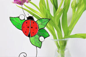 Nouveau design coccinelle vitrail suspendu attrape-soleil fenêtre mur maison cour balcon jardin décor verre artisanat cadeaux - Product Image 4