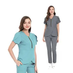 V-Neck Tops Nurse Medical Uniforms Women Pink Nurse Hospital Scrub Uniforms Nursing Scrubs Pants Uniforms Sets