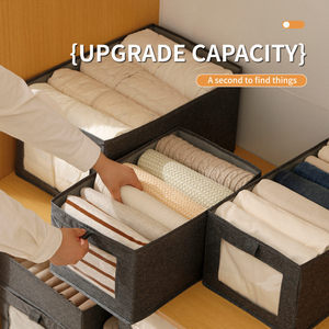 Oxford Cloth Collapsible <strong>Wardrobe</strong> Organizer Clothes <strong>Storage</strong> <strong>Box</strong> with Clear Windows - Product Image 4