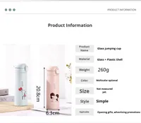 Gobelet à eau en verre pour étudiants à paroi simple isolé avec couvercle pop-up anti-fuite, isolation thermique, portable, pratique pour les filles sportives