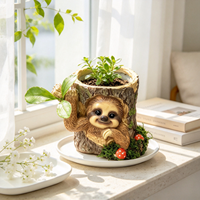 Pot de fleurs en résine en forme de tronc d'arbre paresseux, pot à succulentes mignon en forme d'animal, décoration de jardin intérieur/extérieur