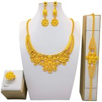 Conjuntos de Joyería Nupcial de Dubái al por Mayor a Bajo Precio para Mujeres, Conjuntos de Joyería de Oro para Damas para Bodas y Fiestas