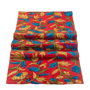Red Embroidered Floral Table <b>Runner</b> Cotton Bohemian Style Mexico Made <b>Washable</b> Home Decor - Product Image 1