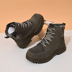 Men's Snow Boots Thickened <b>Wool</b> Fur Mid-Top Non-Slip Outdoor Winter Shoes Brown Slip-On Solid Color - Product Image 4