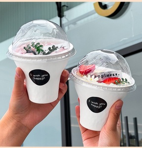 Tazón de Pulpa Biodegradable de Alta Gama de 360 ml con Tapa Transparente, Doble Recubrimiento de PE para una Presentación Premium de Postres - Product Image 1