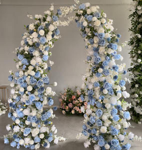Lujo azul blanco boda arco decoración círculo flor Artificial fila guirnalda para eventos de fondo fiesta decoración cuerno arco diseño - Product Image 1