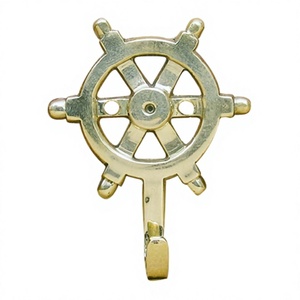 Gancho de decoración de pared con rueda de barco dorado, costo de toalla, soporte de tela, ganchos personalizados, gancho náutico metálico decorativo de pared, precio barato - Product Image 1