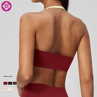 Soutien-gorge de sport sexy pour femme avec logo personnalisé, couleurs contrastées, dos nu, pour Pilates, entraînement, fitness et yoga – Vente en gros