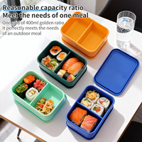 Boîte à lunch en silicone à 2 compartiments avec logo personnalisé, 800 ml, réutilisable, étanche, conteneur bento pour adultes, sans BPA, facile à nettoyer