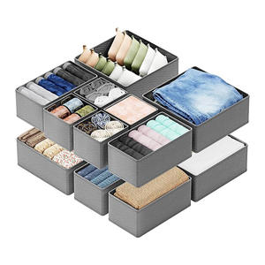 Organisateur de vêtements, boîte de rangement en tissu, rectangle pliable et empilable avec compartiments pour sous-vêtements, chaussettes, slips, usage domestique - Product Image 1