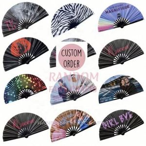 Custom <b>Large</b> Size Tai Ji Kung Fu Rave Bamboo Hand <b>Fan</b> Portable with UV Printing Features Personalized Logo and Pride - Product Image 6