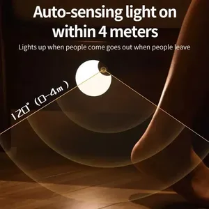 <b>Motion</b> <b>Sensor</b> <b>LED</b> Night <b>Light</b> Magnetic Rechargeable Circular <b>Light</b> for Cabinets Kitchens Bedrooms Stairs Emergency Use - Product Image 2
