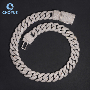Cadena cubana de 20 mm con diamantes de moissanita VVS, estilo hip hop, de plata de ley 925, joyería de moda. - Product Image 1