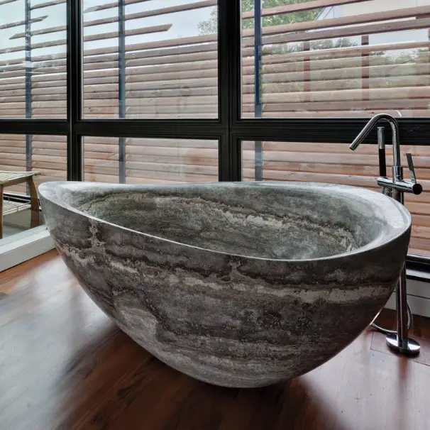 Ingrosso su misura intagliato a mano in pietra nera in marmo bagno vasca da bagno e vasca da bagno per la vendita