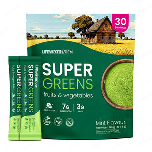 LIFEWORTH Gut Health Greens Superfood Powder Drink Mix avec enzymes digestives Spirulina <span class=keywords><strong>Moringa</strong></span> - Product Image 1