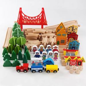 Trenino in legno per bambini giocattolo con pista da tavola treno educativo cerchio di tracciamento Puzzle blocchi di giochi ferroviari per ragazzi ragazze - Product Image 3