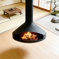 Cheminée suspendue moderne en bois noir mat pour intérieur, avec rotation à 360 degrés, pour brûler du bois, décoration intérieure