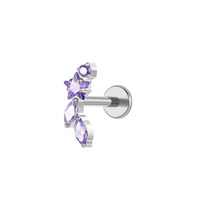 Cincin Segmen Berengsel Titanium ASTM F136 Yazi dengan Zirkon Ganda, Perhiasan Tindik Hidung Septum Conch yang Trendi