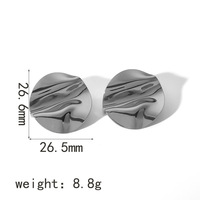 Boucles d'oreilles clous style INS, texture géométrique froissée, en acier inoxydable plaqué or 18 carats, irrégulières, pour femme, bijoux haut de gamme, sensation simple