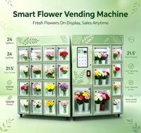 Distributeur automatique intelligent de bouquets de fleurs 24h/24, écran tactile 21,5 pouces, paiement par pièces/billets/cartes de crédit, capacité de 200 à 300 pièces