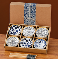 Vente en gros de bols en céramique de style japonais de 4,5 pouces, ensemble de vaisselle pour cadeaux d'affaires