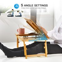 Combohome Bureau d'ordinateur portable, table de petit-déjeuner pliable avec plateau inclinable à 5 angles, support réglable en hauteur avec filet de rangement