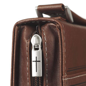 ปกพระคัมภีร์สำ<span class=keywords><strong>ห</strong></span>รับผู้ชายหนังเทียมสีน้ำตาลคลาสสิกของ<span class=keywords><strong>ผู้ชาย</strong></span>ปกพระคัมภีร์ที่มีซิปปิดความปลอดภัยที่ทนทานคัมภีร์กรณี - Product Image 3