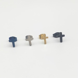 Cross <b>Stud</b> <b>Earrings</b> Stainless Steel Simple Geometric Design For Men And Women Fashion Jewelry - Product Image 2