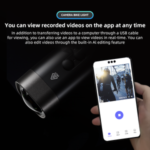 เครื่องบันทึกการขี่จักรยานและไฟจักรยาน 2 in 1 รองรับการบันทึกวิดีโอ HD 1080p กล้องกีฬากันฝนสำหรับจักรยาน - Product Image 6