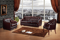 Sofá Chesterfield de Cuero Amarillo de 3, 2 y 1 Plazas, Cómodo, Hecho en China, para Apartamento