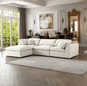 आधुनिक लक्जरी मॉड्यूलर 4-टुकड़े टुकड़े टुकड़े टुकड़े टुकड़े टुकड़े टुकड़े टुकड़े टुकड़े टुकड़े सोफे और चेज़ लाउंज लकड़ी के पैरों के साथ सेट - Product Image 1