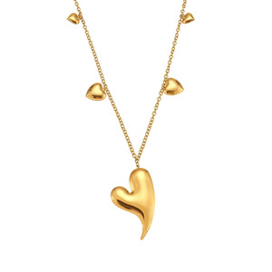 Chaîne de pull unisexe plaquée or 18 carats PVD, multi-pendentifs, motif 'Bright Face Love' de style français mystérieux, pour un look empilé et tendance sur la clavicule - Product Image 5