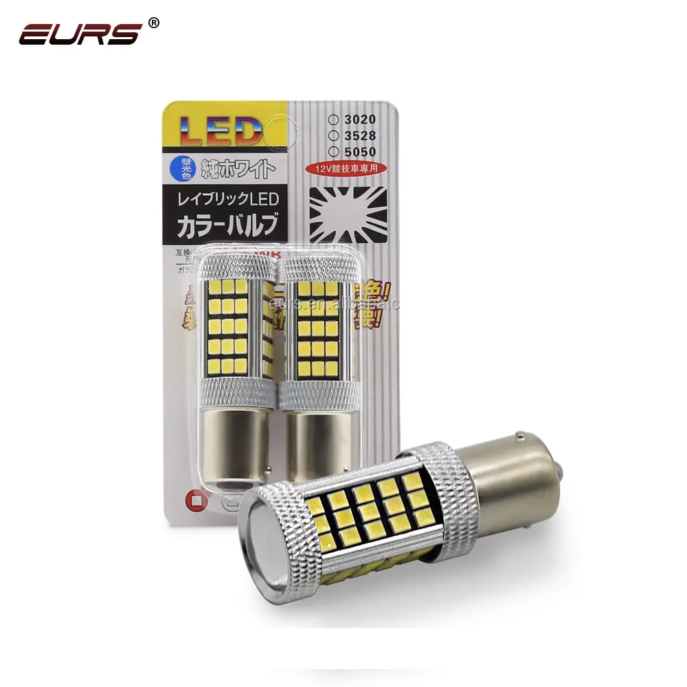 EURS 12V light led car universal type 1156 P21W 2835 63SMD strobe/ flash turn signal light 1157 7440 7443 day time running light