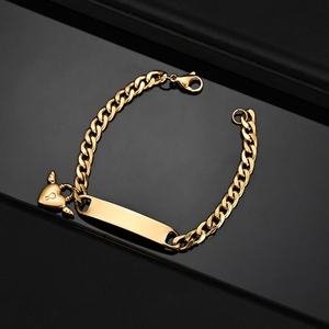 Trendy Anti Tarnish Wholesale Custom Brand logo 14k 18k PVD Gold Plated Stainless Steel Charm Bracelet <b>for</b> Women <b>Men</b> - Product Image 5