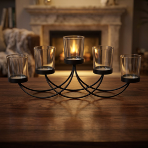 Bougeoir chauffe-plat en métal de fer décoratif nordique en laiton AK avec verre pour la décoration de la maison bougeoir - Product Image 2