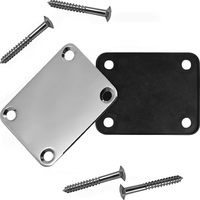 Vente en gros de plaque de manche de guitare électrique chromée à 4 trous en métal argenté ou noir pour guitare électrique ou basse ST