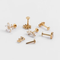 Piercing Labret en Titane ASTM F136 Plaqué Or 14K 18K, à Filetage Interne et Dos Plat, Bijoux de Piercing en Gros OEM ODM