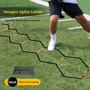 Échelle d'agilité hexagonale noire/orange, barre souple, grille <span class=keywords><strong>de</strong></span> saut, échelle <span class=keywords><strong>de</strong></span> vitesse pliable, entraînement <span class=keywords><strong>de</strong></span> football et <span class=keywords><strong>de</strong></span> basketball - Product Image 4