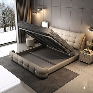 Meubles de chambre à coucher en bois de luxe moderne, lits rembourrés doux, <span class=keywords><strong>lit</strong></span> <span class=keywords><strong>double</strong></span> taille king size avec rangement, design de haute qualité - Product Image 4