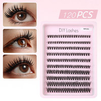 Lot de 120 faux cils 3D en grappe, kit DIY pour cils en grappe, cils naturels effilés, bande fine, 40 paquets