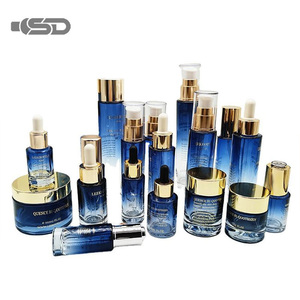 Sang trọng chăm sóc da chai lotion kem Jar 15ml 30ml 50ml 200ml sản xuất chai thủy tinh màu xanh chai thủy tinh với ống nhỏ giọt - Product Image 4