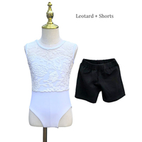 Ensemble de 3 pièces pour l'entraînement au ballet pour filles avec logo personnalisé, justaucorps de ballet extensible + short de danse + chaussettes de ballet, vêtements de danse pour enfants